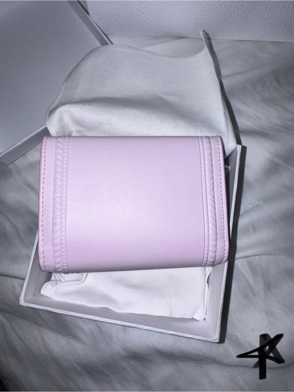 Dior Pink Trifold Wallet with Embossed Bow